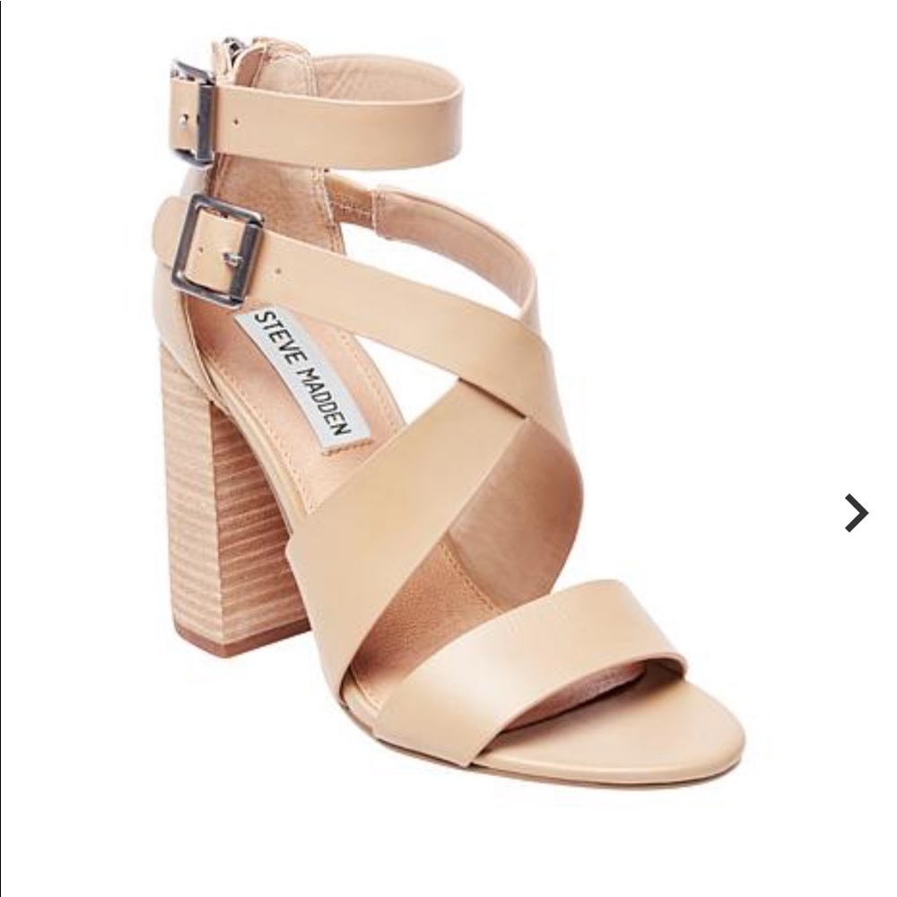 Steve Madden Nude Tan Strappy Block Heel Sandals